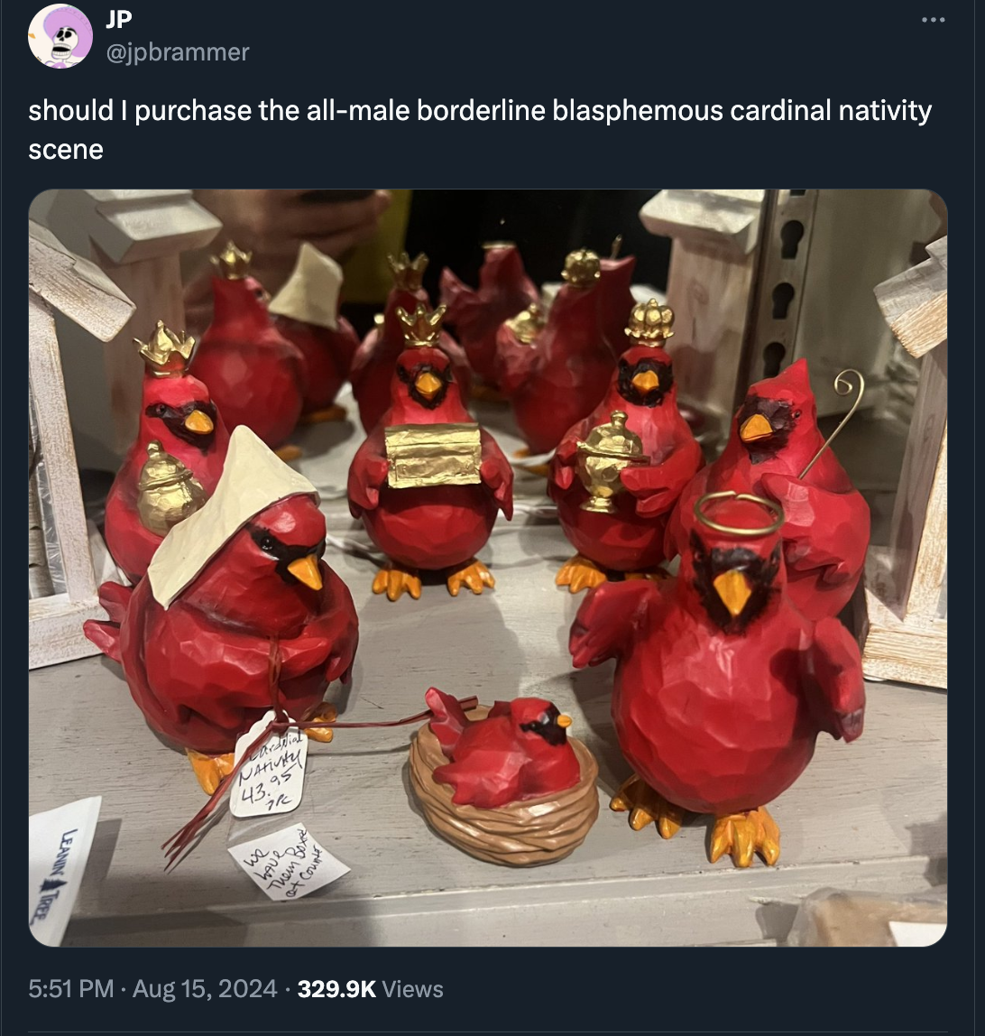 rooster - Jp should I purchase the allmale borderline blasphemous cardinal nativity scene 4315 M of Cour Views